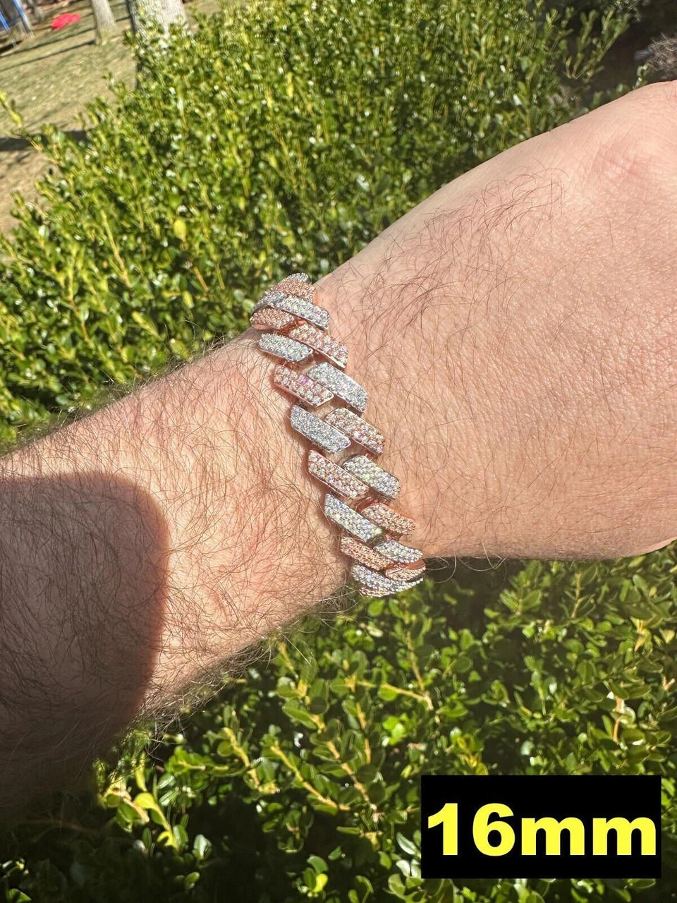 MOISSANITE Real Miami Cuban Link Prong Bracelet Iced 14k Rose Gold & 925 Silver 5 MOISSANITE Real Miami Cuban Link Prong Bracelet Iced 14k Rose Gold & 925 Silver - Image 3