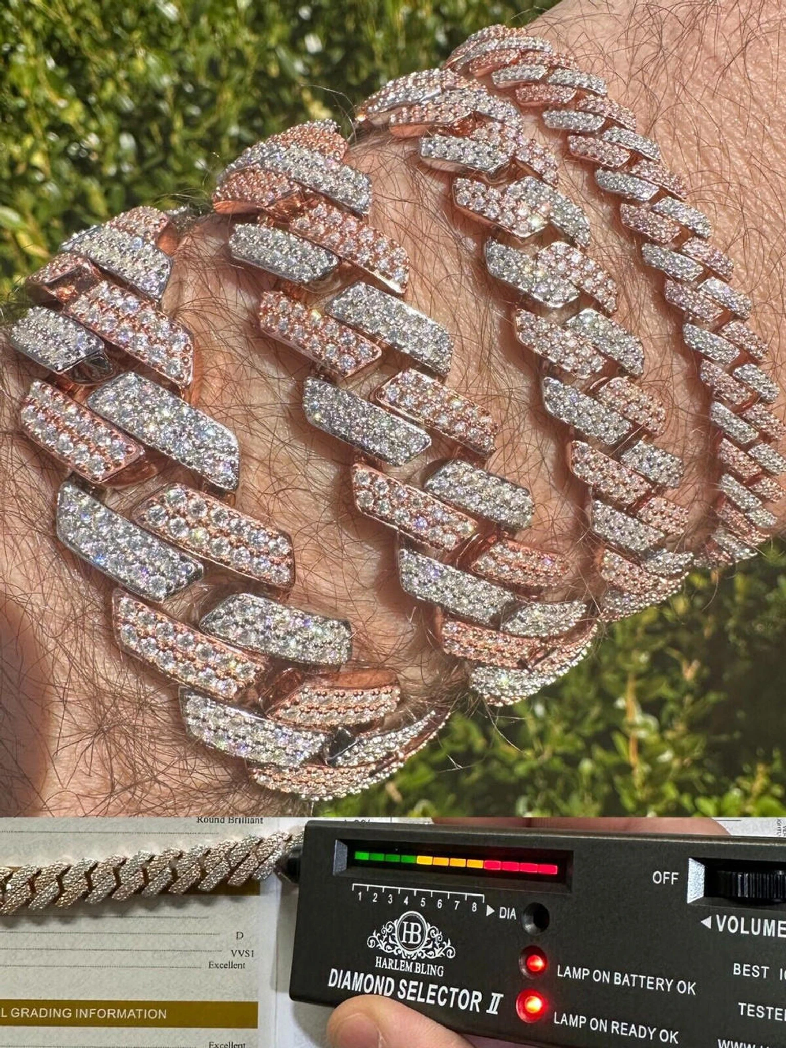 MOISSANITE Real Miami Cuban Link Prong Bracelet Iced 14k Rose Gold & 925 Silver 3 MOISSANITE Real Miami Cuban Link Prong Bracelet Iced 14k Rose Gold & 925 Silver