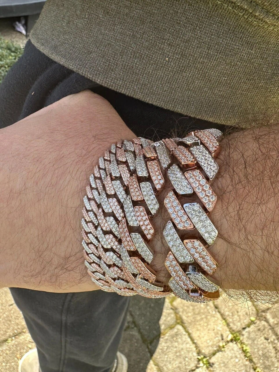 MOISSANITE Real Miami Cuban Link Prong Bracelet Iced 14k Rose Gold & 925 Silver 13 MOISSANITE Real Miami Cuban Link Prong Bracelet Iced 14k Rose Gold & 925 Silver - Image 11