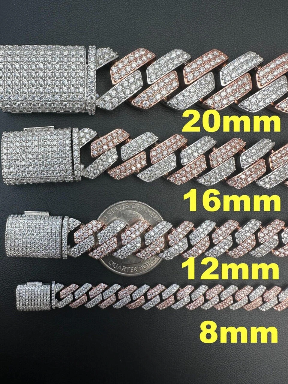 MOISSANITE Real Miami Cuban Link Prong Bracelet Iced 14k Rose Gold & 925 Silver 7 MOISSANITE Real Miami Cuban Link Prong Bracelet Iced 14k Rose Gold & 925 Silver - Image 5