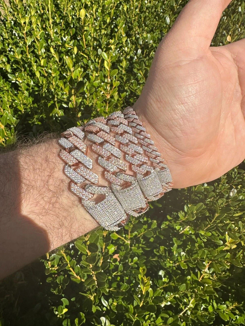 MOISSANITE Real Miami Cuban Link Prong Bracelet Iced 14k Rose Gold & 925 Silver 19 MOISSANITE Real Miami Cuban Link Prong Bracelet Iced 14k Rose Gold & 925 Silver - Image 17