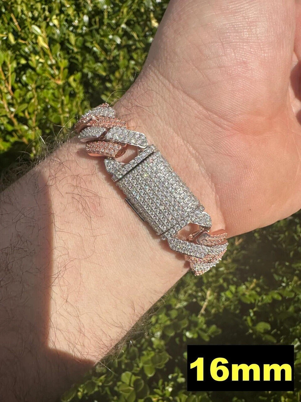 MOISSANITE Real Miami Cuban Link Prong Bracelet Iced 14k Rose Gold & 925 Silver 6 MOISSANITE Real Miami Cuban Link Prong Bracelet Iced 14k Rose Gold & 925 Silver - Image 4