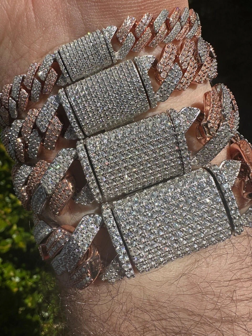 MOISSANITE Real Miami Cuban Link Prong Bracelet Iced 14k Rose Gold & 925 Silver 10 MOISSANITE Real Miami Cuban Link Prong Bracelet Iced 14k Rose Gold & 925 Silver - Image 8