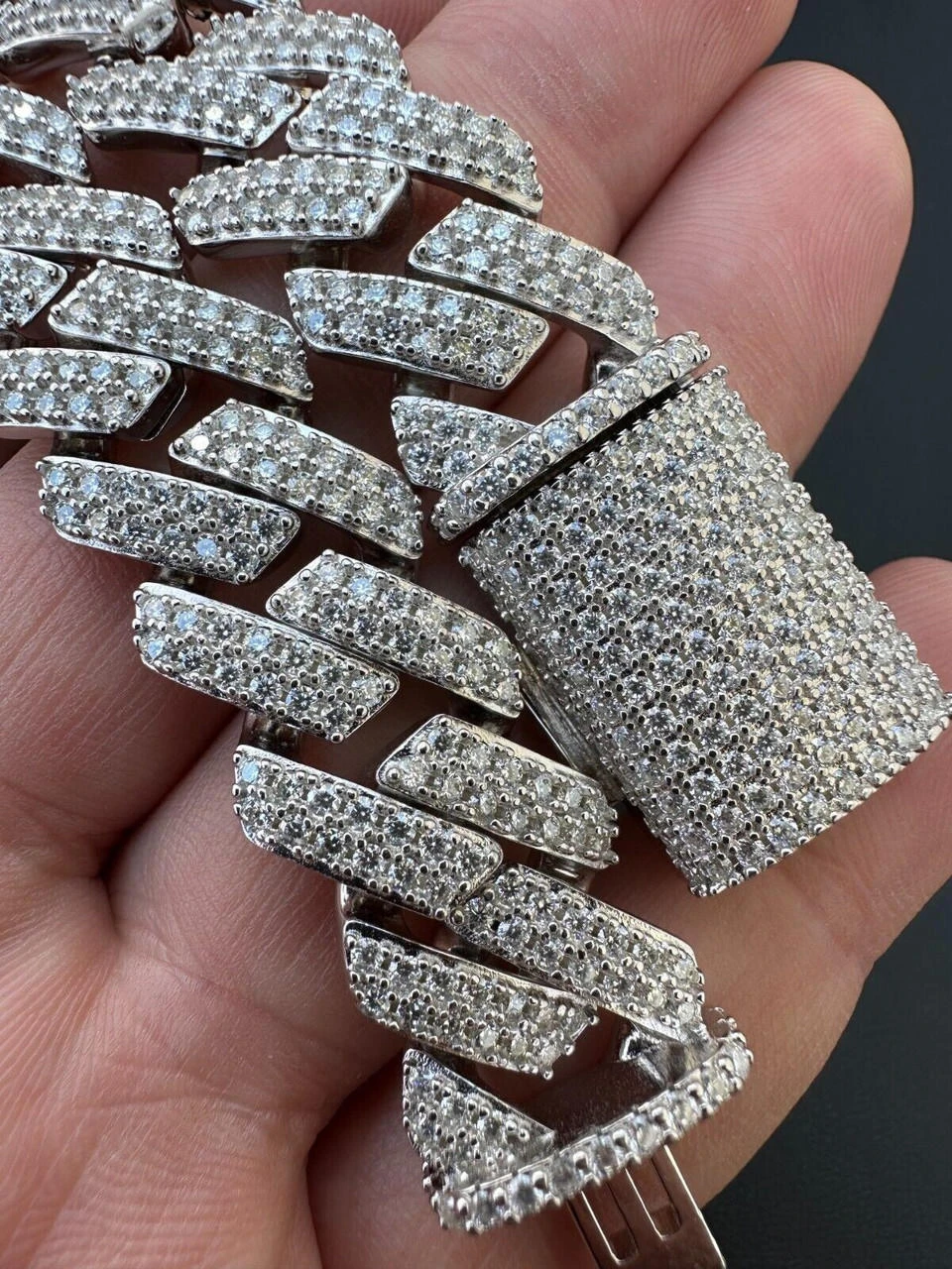 MOISSANITE Real Miami Cuban Link Prong Bracelet Iced Solid 925 Sterling Silver 17 MOISSANITE Real Miami Cuban Link Prong Bracelet Iced Solid 925 Sterling Silver - Image 15