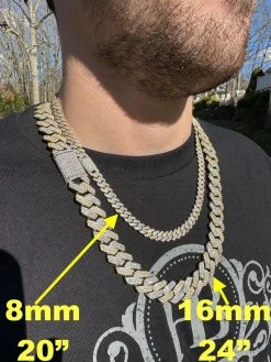 MOISSANITE Real Miami Cuban Link Prong Chain Iced Gold & 925 Silver Necklace 26 MOISSANITE Real Miami Cuban Link Prong Chain Iced Gold & 925 Silver Necklace -Harlem Bling Shop harlembling moissanite real miami cuban link prong chain iced gold and 925 silver necklace 00882.1678474747