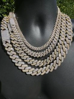 MOISSANITE Real Miami Cuban Link Prong Chain Iced Gold & 925 Silver Necklace 28 MOISSANITE Real Miami Cuban Link Prong Chain Iced Gold & 925 Silver Necklace -Harlem Bling Shop harlembling moissanite real miami cuban link prong chain iced gold and 925 silver necklace 01358.1678474725