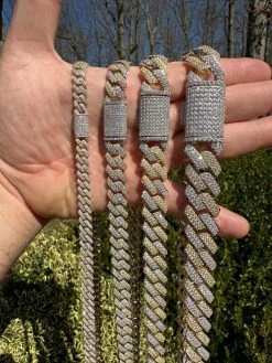 MOISSANITE Real Miami Cuban Link Prong Chain Iced Gold & 925 Silver Necklace 24 MOISSANITE Real Miami Cuban Link Prong Chain Iced Gold & 925 Silver Necklace -Harlem Bling Shop harlembling moissanite real miami cuban link prong chain iced gold and 925 silver necklace 33477.1678474554