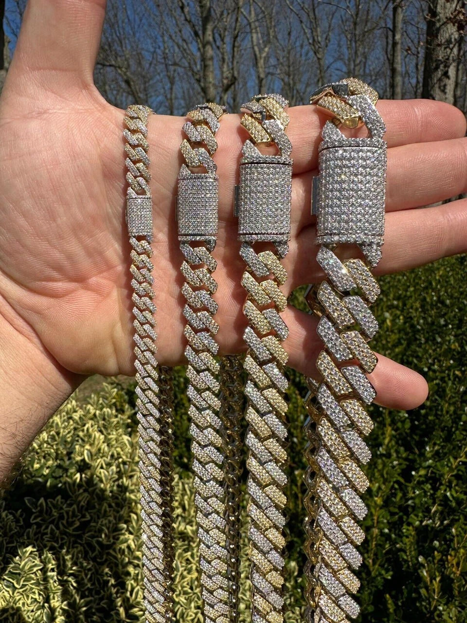 MOISSANITE Real Miami Cuban Link Prong Chain Iced Gold & 925 Silver Necklace 5 MOISSANITE Real Miami Cuban Link Prong Chain Iced Gold & 925 Silver Necklace - Image 3