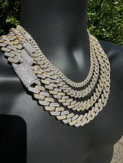 MOISSANITE Real Miami Cuban Link Prong Chain Iced Gold & 925 Silver Necklace 23 MOISSANITE Real Miami Cuban Link Prong Chain Iced Gold & 925 Silver Necklace -Harlem Bling Shop harlembling moissanite real miami cuban link prong chain iced gold and 925 silver necklace 49645.1678474830