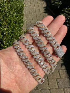 MOISSANITE Real Miami Cuban Link Prong Chain Iced Gold & 925 Silver Necklace 31 MOISSANITE Real Miami Cuban Link Prong Chain Iced Gold & 925 Silver Necklace -Harlem Bling Shop harlembling moissanite real miami cuban link prong chain iced gold and 925 silver necklace 76481.1678474708