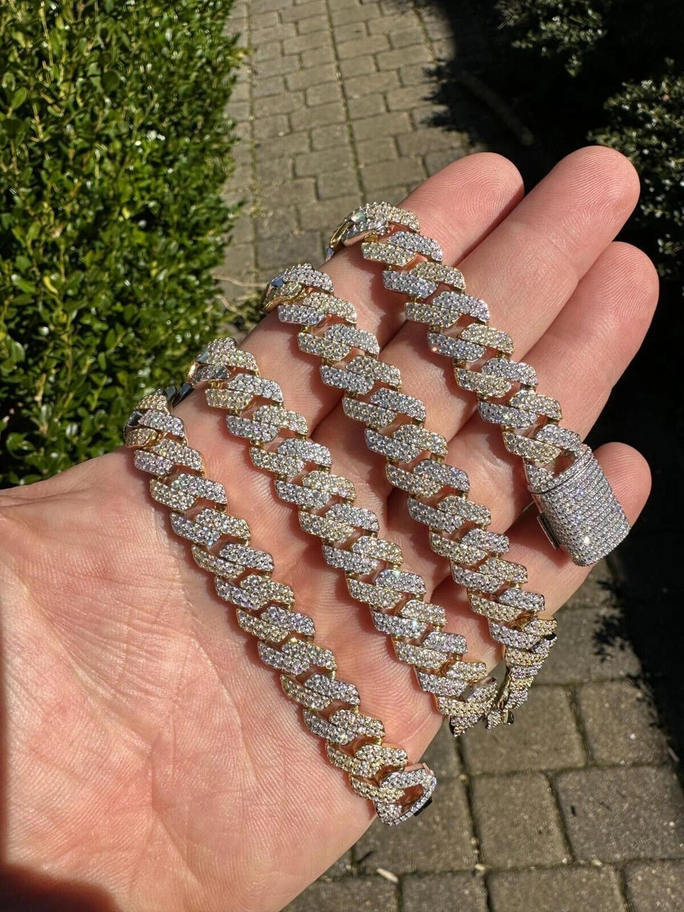 MOISSANITE Real Miami Cuban Link Prong Chain Iced Gold & 925 Silver Necklace 12 MOISSANITE Real Miami Cuban Link Prong Chain Iced Gold & 925 Silver Necklace - Image 10