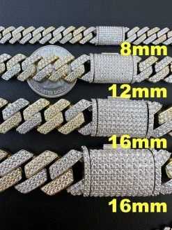 MOISSANITE Real Miami Cuban Link Prong Chain Iced Gold & 925 Silver Necklace 25 MOISSANITE Real Miami Cuban Link Prong Chain Iced Gold & 925 Silver Necklace -Harlem Bling Shop harlembling moissanite real miami cuban link prong chain iced gold and 925 silver necklace 82816.1678474808
