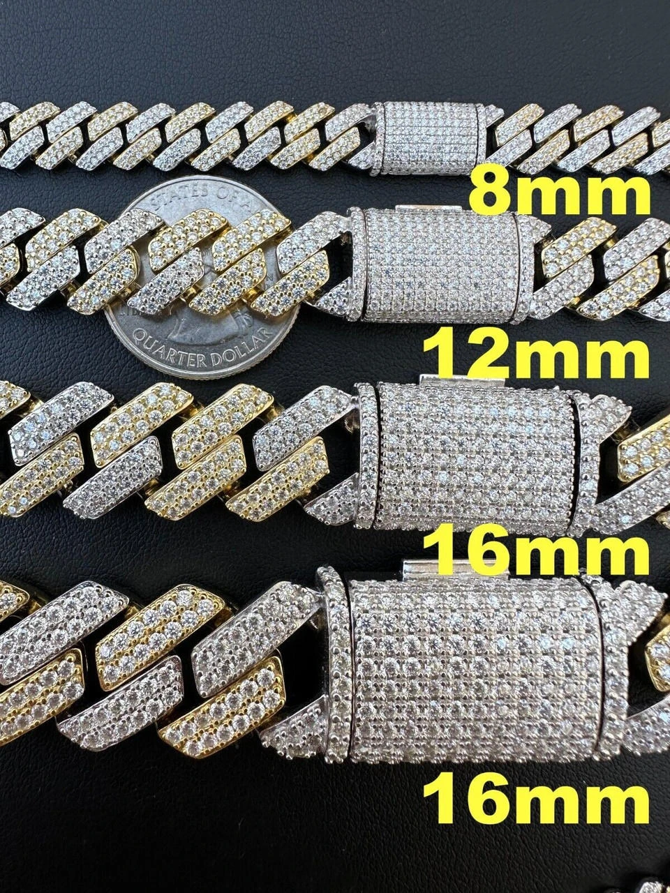 MOISSANITE Real Miami Cuban Link Prong Chain Iced Gold & 925 Silver Necklace 6 MOISSANITE Real Miami Cuban Link Prong Chain Iced Gold & 925 Silver Necklace - Image 4