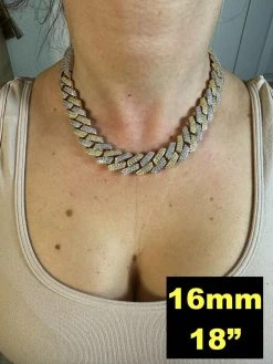 MOISSANITE Real Miami Cuban Link Prong Chain Iced Gold & 925 Silver Necklace 30 MOISSANITE Real Miami Cuban Link Prong Chain Iced Gold & 925 Silver Necklace -Harlem Bling Shop harlembling moissanite real miami cuban link prong chain iced gold and 925 silver necklace 87014.1678474791