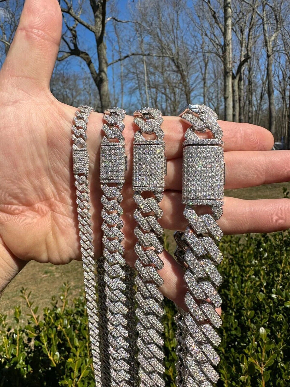 MOISSANITE Real Miami Cuban Link Prong Chain Iced Hip Hop 925 Silver Necklace 14 MOISSANITE Real Miami Cuban Link Prong Chain Iced Hip Hop 925 Silver Necklace - Image 12