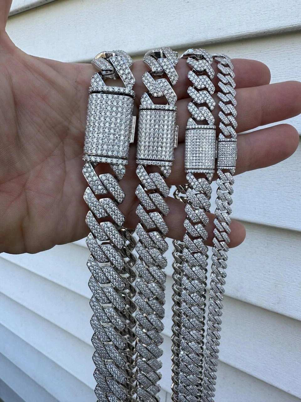 MOISSANITE Real Miami Cuban Link Prong Chain Iced Hip Hop 925 Silver Necklace 19 MOISSANITE Real Miami Cuban Link Prong Chain Iced Hip Hop 925 Silver Necklace - Image 17