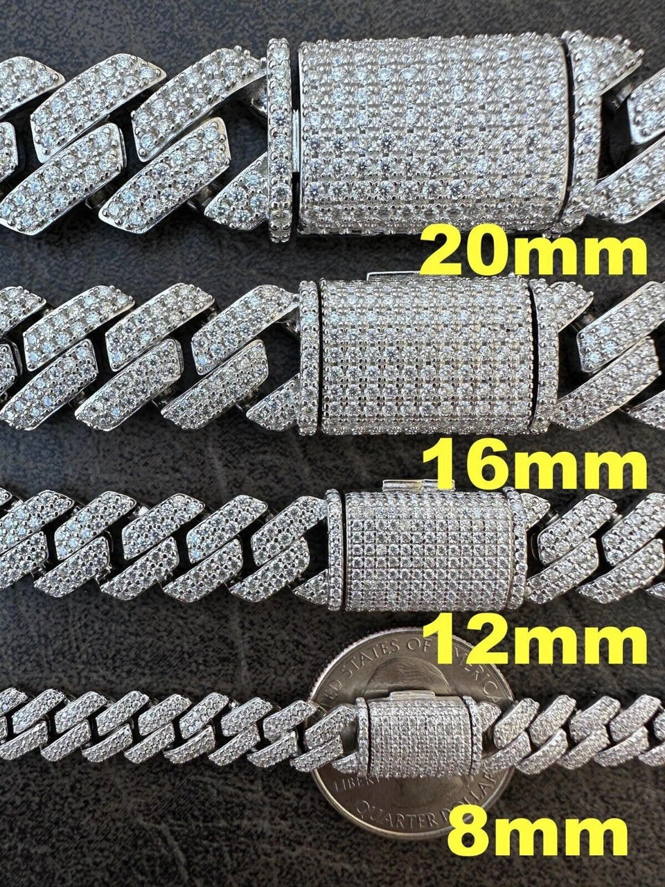 MOISSANITE Real Miami Cuban Link Prong Chain Iced Hip Hop 925 Silver Necklace 9 MOISSANITE Real Miami Cuban Link Prong Chain Iced Hip Hop 925 Silver Necklace - Image 7