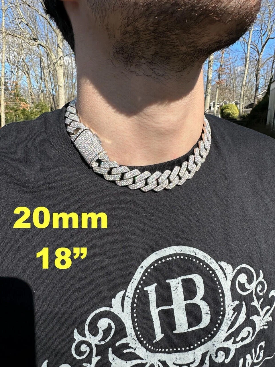 MOISSANITE Real Miami Cuban Link Prong Chain Iced Hip Hop 925 Silver Necklace 11 MOISSANITE Real Miami Cuban Link Prong Chain Iced Hip Hop 925 Silver Necklace - Image 9