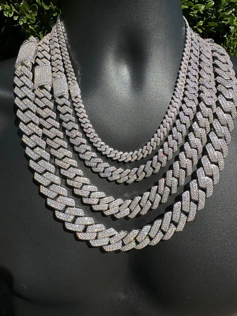 MOISSANITE Real Miami Cuban Link Prong Chain Iced Hip Hop 925 Silver Necklace 4 MOISSANITE Real Miami Cuban Link Prong Chain Iced Hip Hop 925 Silver Necklace - Image 2