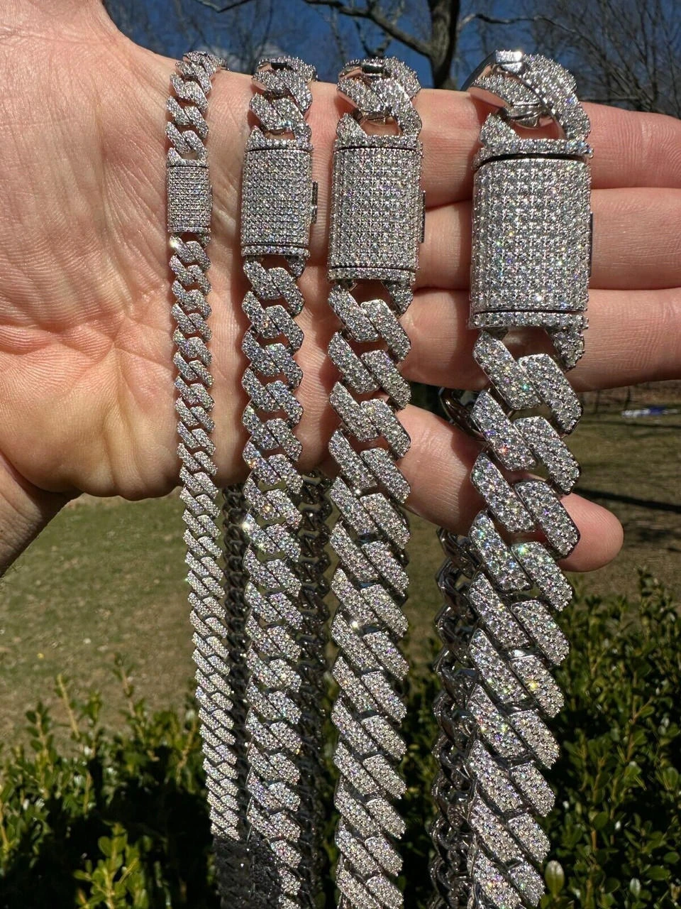 MOISSANITE Real Miami Cuban Link Prong Chain Iced Hip Hop 925 Silver Necklace 8 MOISSANITE Real Miami Cuban Link Prong Chain Iced Hip Hop 925 Silver Necklace - Image 6