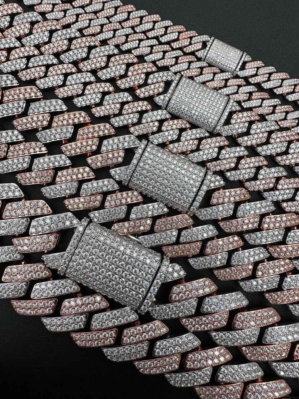 MOISSANITE Real Miami Cuban Link Prong Chain Iced Rose Gold 925 Silver Necklace 14 MOISSANITE Real Miami Cuban Link Prong Chain Iced Rose Gold 925 Silver Necklace - Image 12