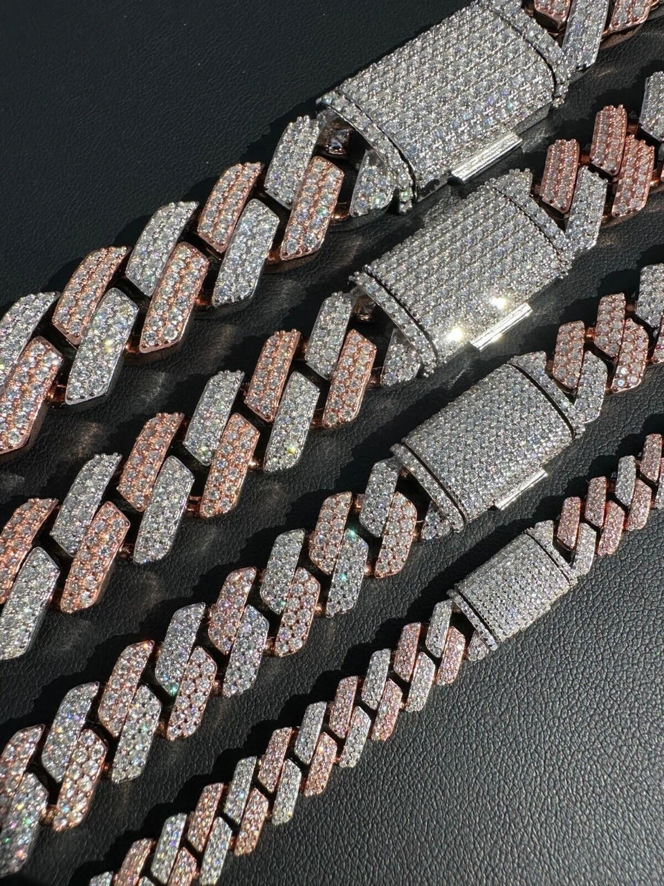 MOISSANITE Real Miami Cuban Link Prong Chain Iced Rose Gold 925 Silver Necklace 12 MOISSANITE Real Miami Cuban Link Prong Chain Iced Rose Gold 925 Silver Necklace - Image 10