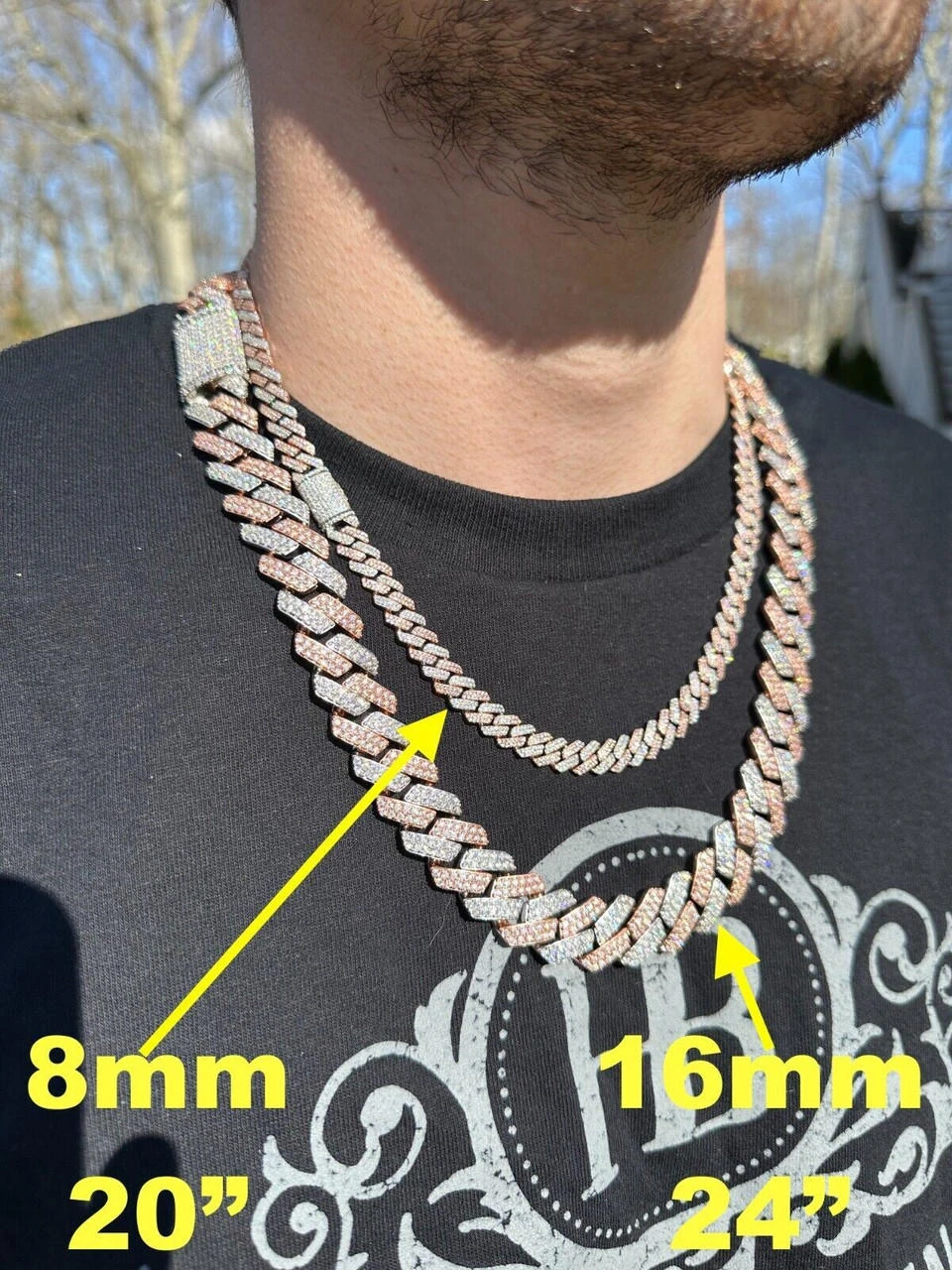 MOISSANITE Real Miami Cuban Link Prong Chain Iced Rose Gold 925 Silver Necklace 7 MOISSANITE Real Miami Cuban Link Prong Chain Iced Rose Gold 925 Silver Necklace - Image 5