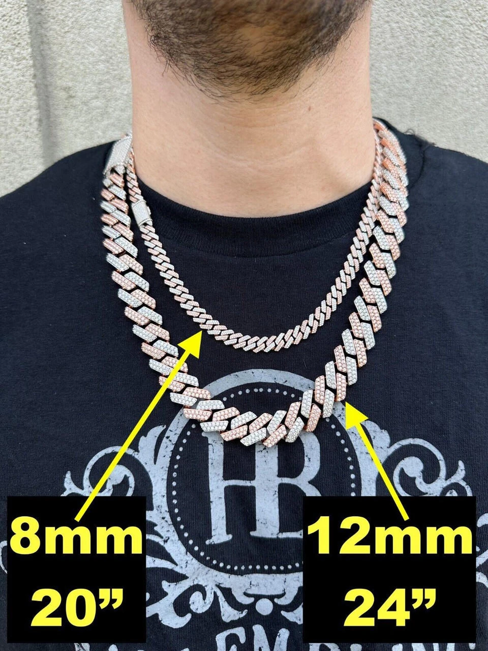 MOISSANITE Real Miami Cuban Link Prong Chain Iced Rose Gold 925 Silver Necklace 9 MOISSANITE Real Miami Cuban Link Prong Chain Iced Rose Gold 925 Silver Necklace - Image 7