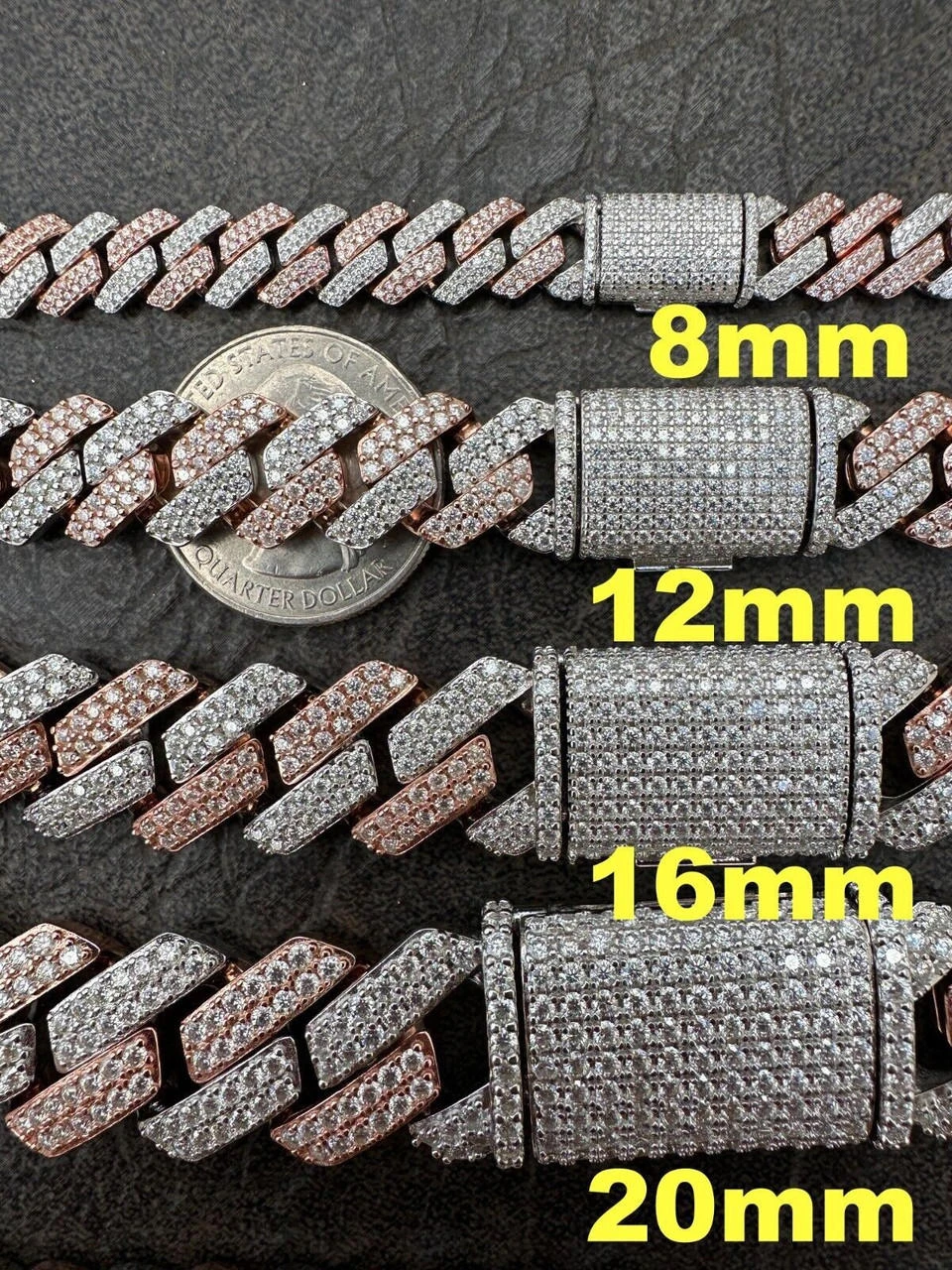 MOISSANITE Real Miami Cuban Link Prong Chain Iced Rose Gold 925 Silver Necklace 10 MOISSANITE Real Miami Cuban Link Prong Chain Iced Rose Gold 925 Silver Necklace - Image 8