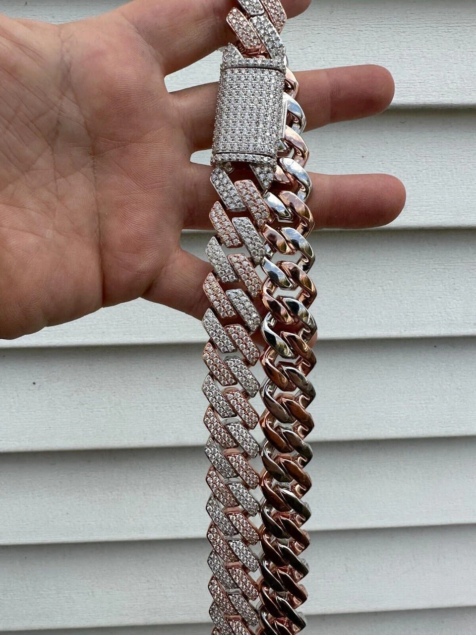 MOISSANITE Real Miami Cuban Link Prong Chain Iced Rose Gold 925 Silver Necklace 15 MOISSANITE Real Miami Cuban Link Prong Chain Iced Rose Gold 925 Silver Necklace - Image 13