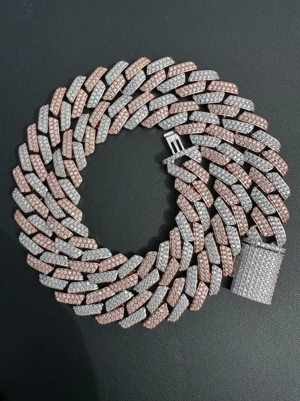 MOISSANITE Real Miami Cuban Link Prong Chain Iced Rose Gold 925 Silver Necklace 19 MOISSANITE Real Miami Cuban Link Prong Chain Iced Rose Gold 925 Silver Necklace - Image 17
