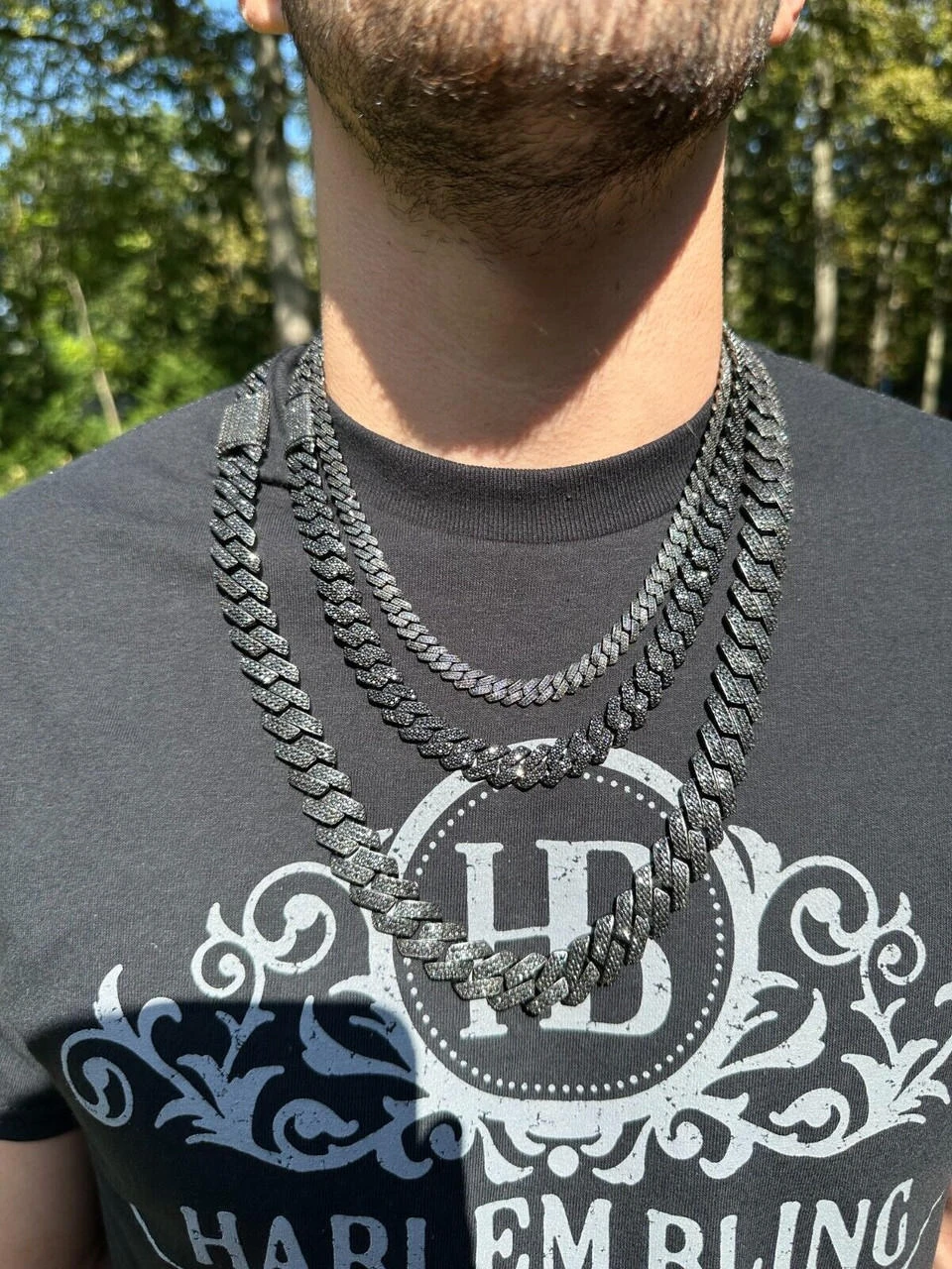 MOISSANITE Real Miami Cuban Link Prong Chain Necklace Black Rhodium 925 Silver 8 MOISSANITE Real Miami Cuban Link Prong Chain Necklace Black Rhodium 925 Silver - Image 6