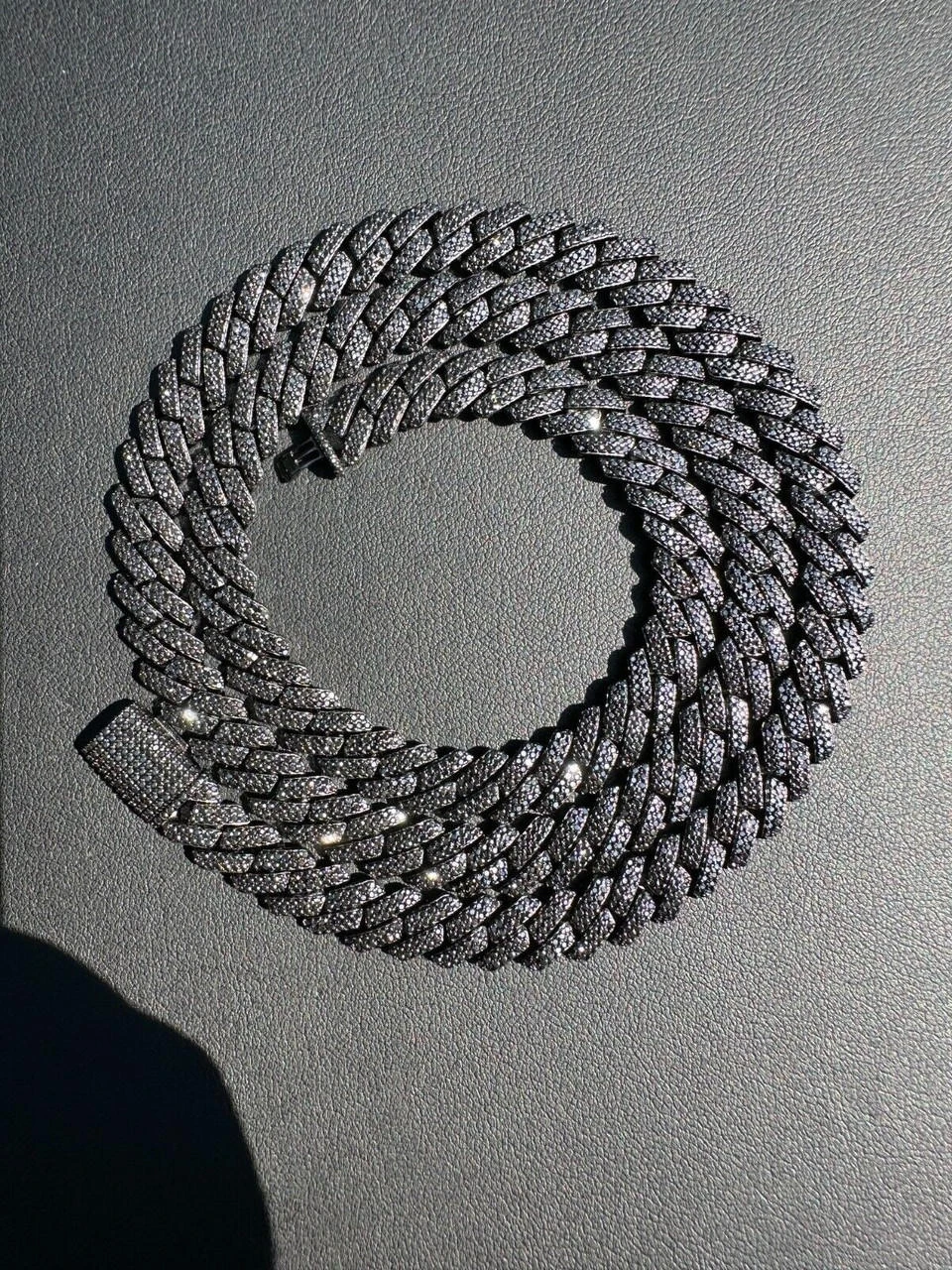 MOISSANITE Real Miami Cuban Link Prong Chain Necklace Black Rhodium 925 Silver 4 MOISSANITE Real Miami Cuban Link Prong Chain Necklace Black Rhodium 925 Silver - Image 2