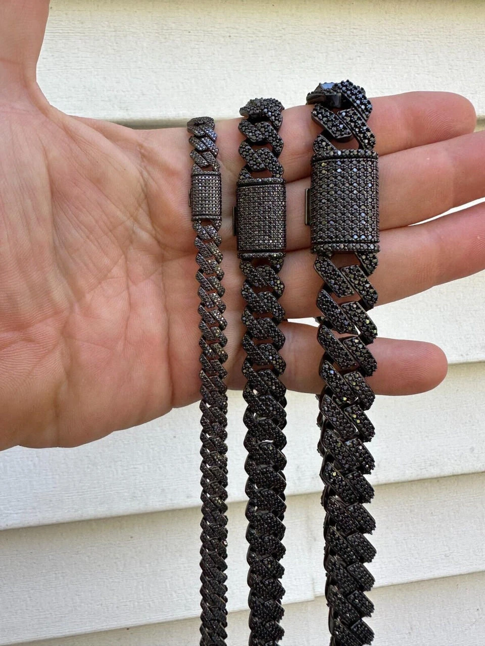 MOISSANITE Real Miami Cuban Link Prong Chain Necklace Black Rhodium 925 Silver 18 MOISSANITE Real Miami Cuban Link Prong Chain Necklace Black Rhodium 925 Silver - Image 16