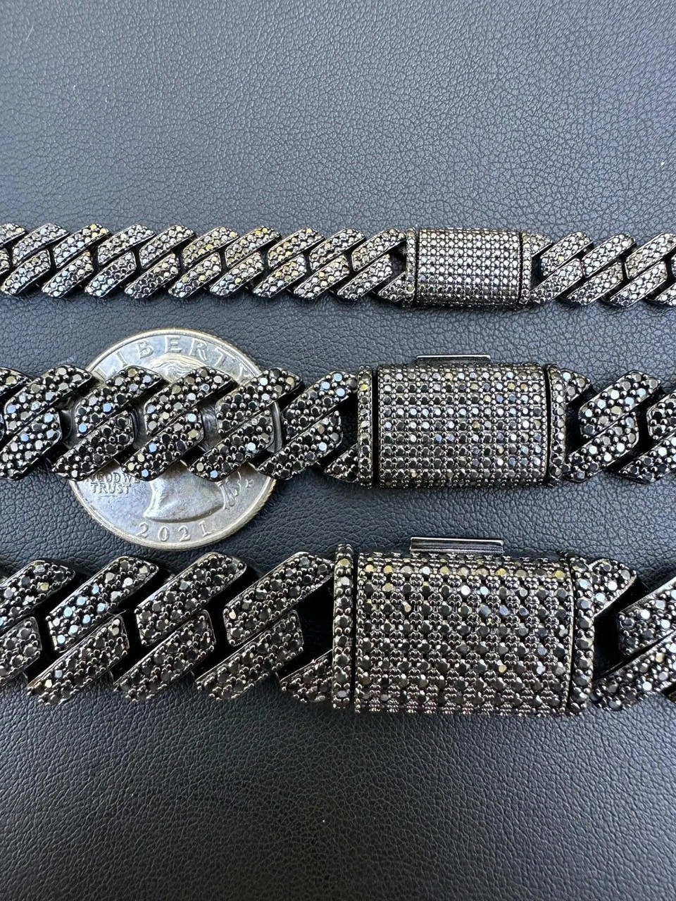 MOISSANITE Real Miami Cuban Link Prong Chain Necklace Black Rhodium 925 Silver 14 MOISSANITE Real Miami Cuban Link Prong Chain Necklace Black Rhodium 925 Silver - Image 12