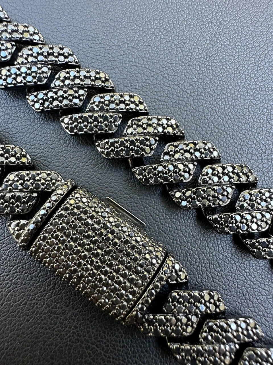 MOISSANITE Real Miami Cuban Link Prong Chain Necklace Black Rhodium 925 Silver 13 MOISSANITE Real Miami Cuban Link Prong Chain Necklace Black Rhodium 925 Silver - Image 11