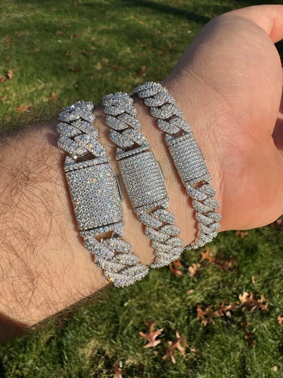 MOISSANITE Real Miami Cuban Prong Link Iced Hip Hop 925 Silver Bracelet 7-9" 15 MOISSANITE Real Miami Cuban Prong Link Iced Hip Hop 925 Silver Bracelet 7-9" - Image 13