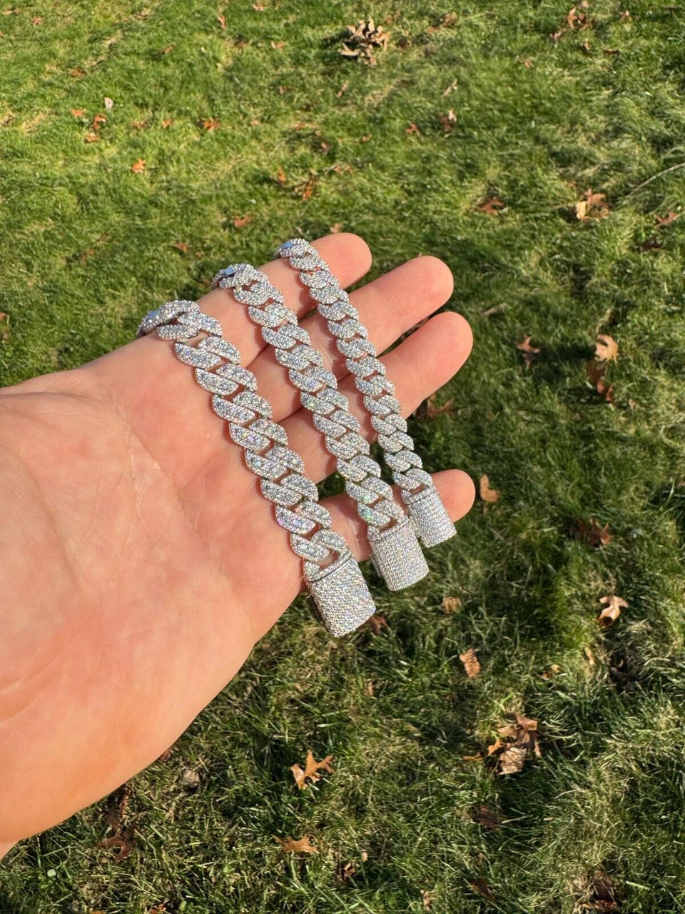 MOISSANITE Real Miami Cuban Prong Link Iced Hip Hop 925 Silver Bracelet 7-9" 14 MOISSANITE Real Miami Cuban Prong Link Iced Hip Hop 925 Silver Bracelet 7-9" - Image 12