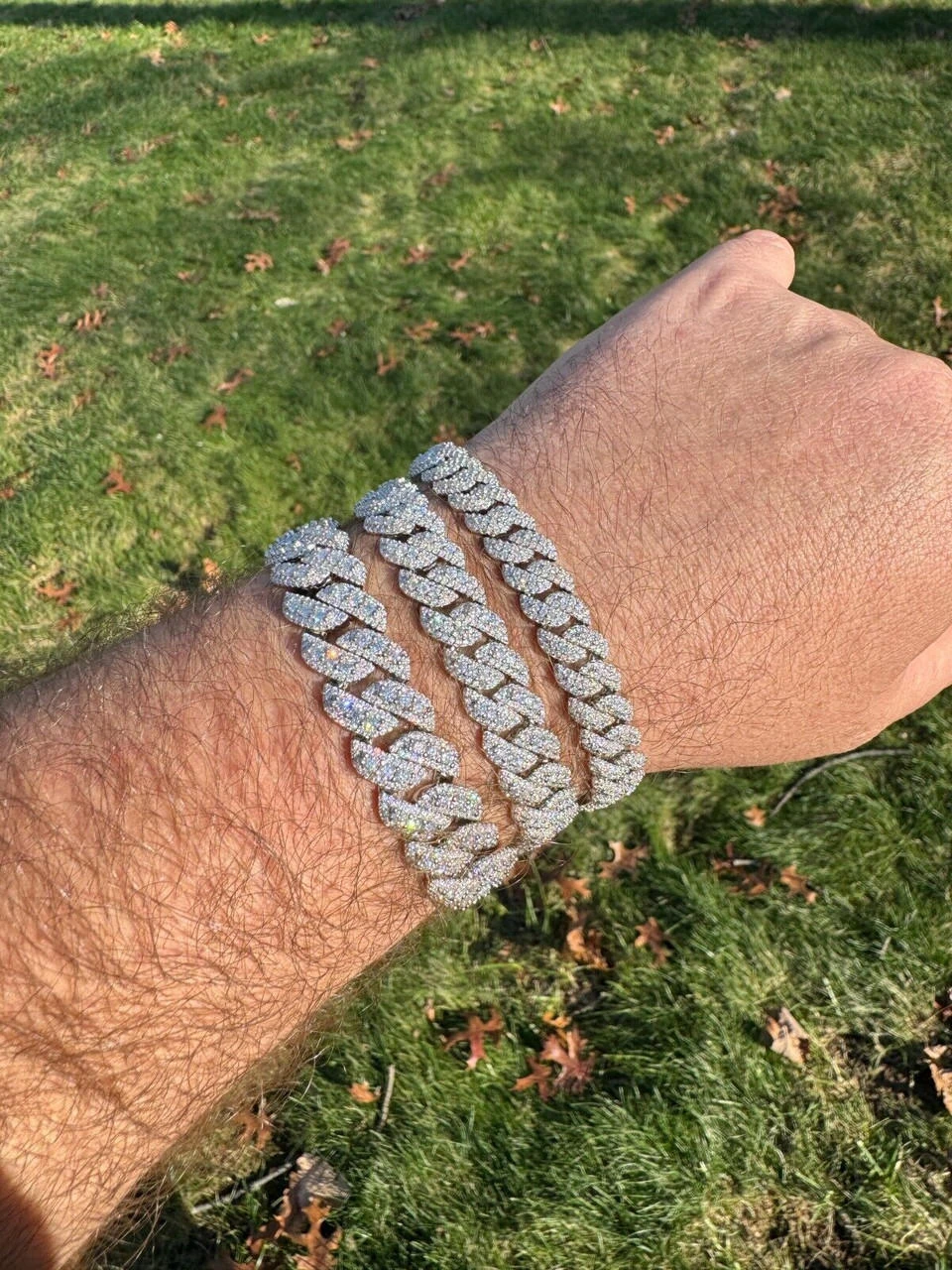 MOISSANITE Real Miami Cuban Prong Link Iced Hip Hop 925 Silver Bracelet 7-9" 5 MOISSANITE Real Miami Cuban Prong Link Iced Hip Hop 925 Silver Bracelet 7-9" - Image 3