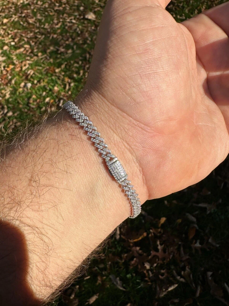 MOISSANITE Real Mini 5mm Micro Miami Cuban Link Prong Bracelet Iced 925 Silver 4 MOISSANITE Real Mini 5mm Micro Miami Cuban Link Prong Bracelet Iced 925 Silver - Image 2