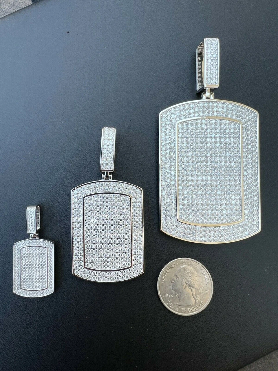 MOISSANITE Real Silver Dog Tag Iced Hip Hop Pendant Necklace Pass Diamond Tester 9 MOISSANITE Real Silver Dog Tag Iced Hip Hop Pendant Necklace Pass Diamond Tester - Image 7