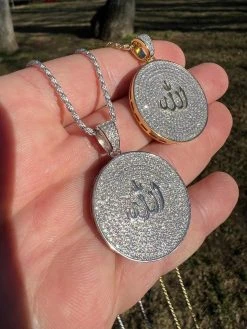 MOISSANITE Real Silver / Gold Allah Medallion Islamic Necklace Pass Diamond Test 31 MOISSANITE Real Silver / Gold Allah Medallion Islamic Necklace Pass Diamond Test -Harlem Bling Shop harlembling moissanite real silver gold allah medallion islamic necklace pass diamond test 00745.1674149492