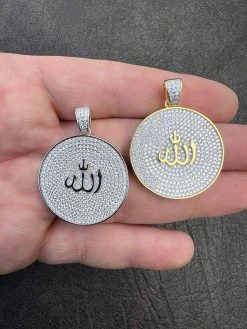 MOISSANITE Real Silver / Gold Allah Medallion Islamic Necklace Pass Diamond Test 20 MOISSANITE Real Silver / Gold Allah Medallion Islamic Necklace Pass Diamond Test -Harlem Bling Shop harlembling moissanite real silver gold allah medallion islamic necklace pass diamond test 02899.1674149395