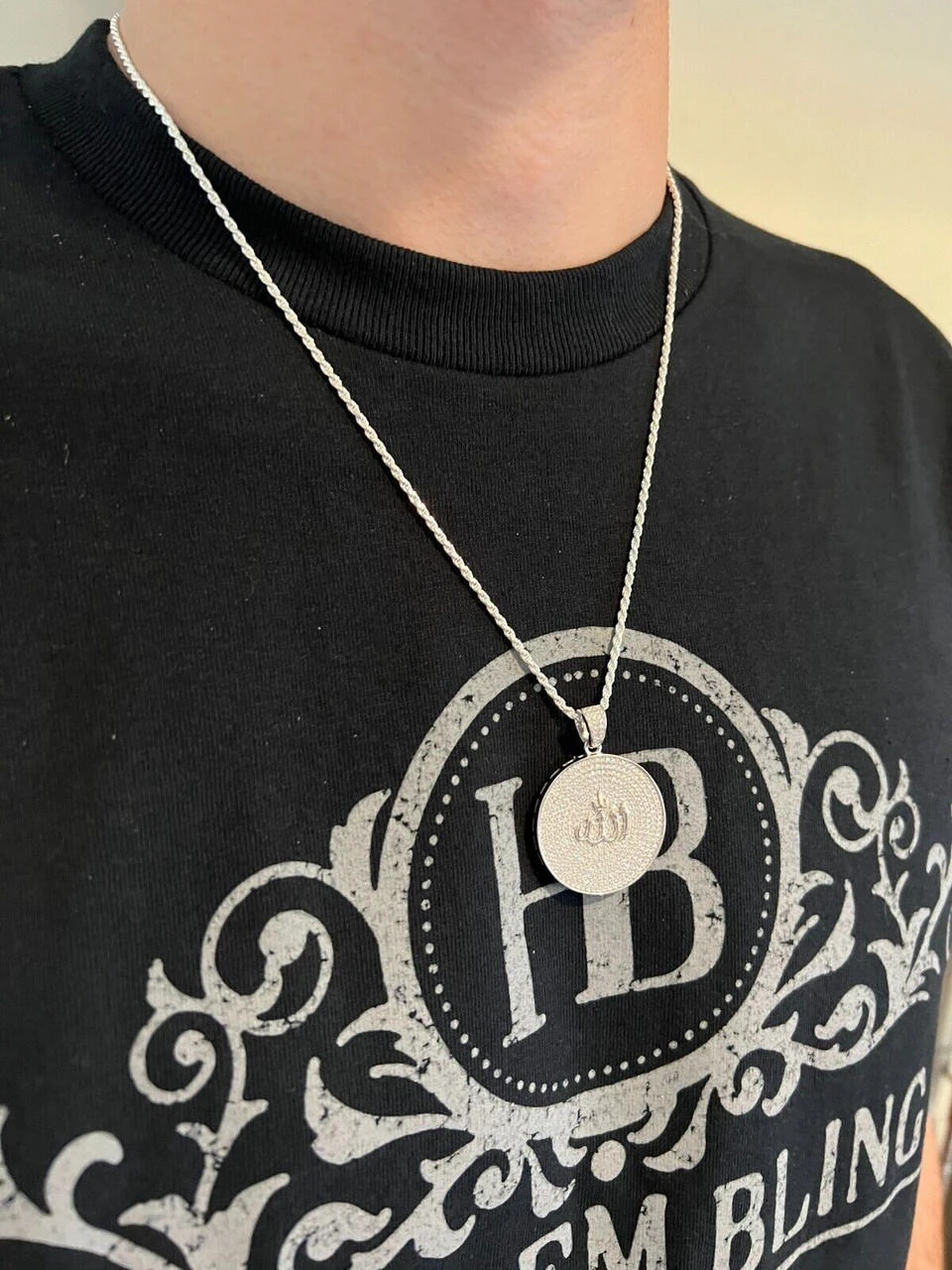 MOISSANITE Real Silver / Gold Allah Medallion Islamic Necklace Pass Diamond Test 17 MOISSANITE Real Silver / Gold Allah Medallion Islamic Necklace Pass Diamond Test - Image 15