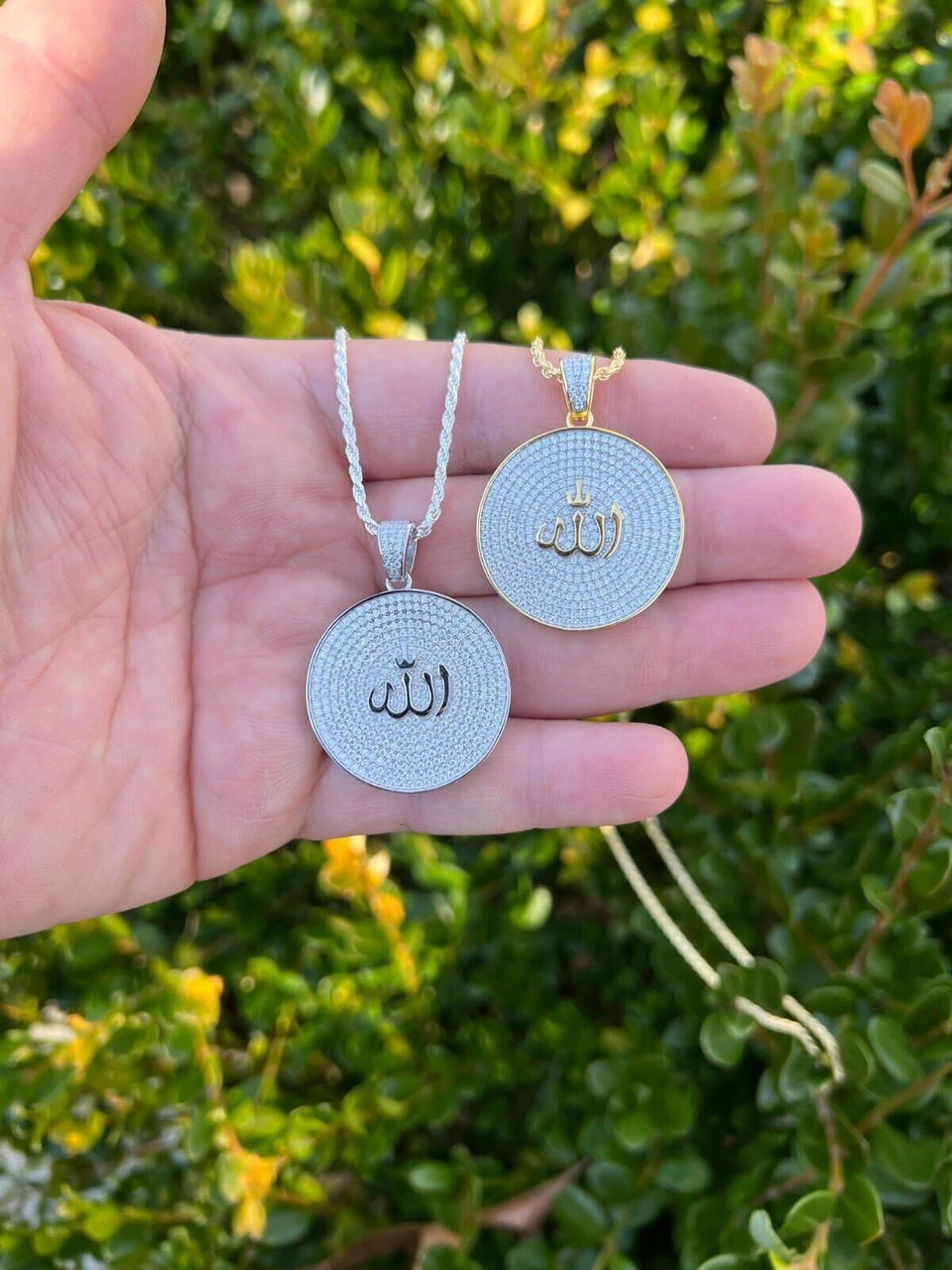 MOISSANITE Real Silver / Gold Allah Medallion Islamic Necklace Pass Diamond Test 16 MOISSANITE Real Silver / Gold Allah Medallion Islamic Necklace Pass Diamond Test - Image 14