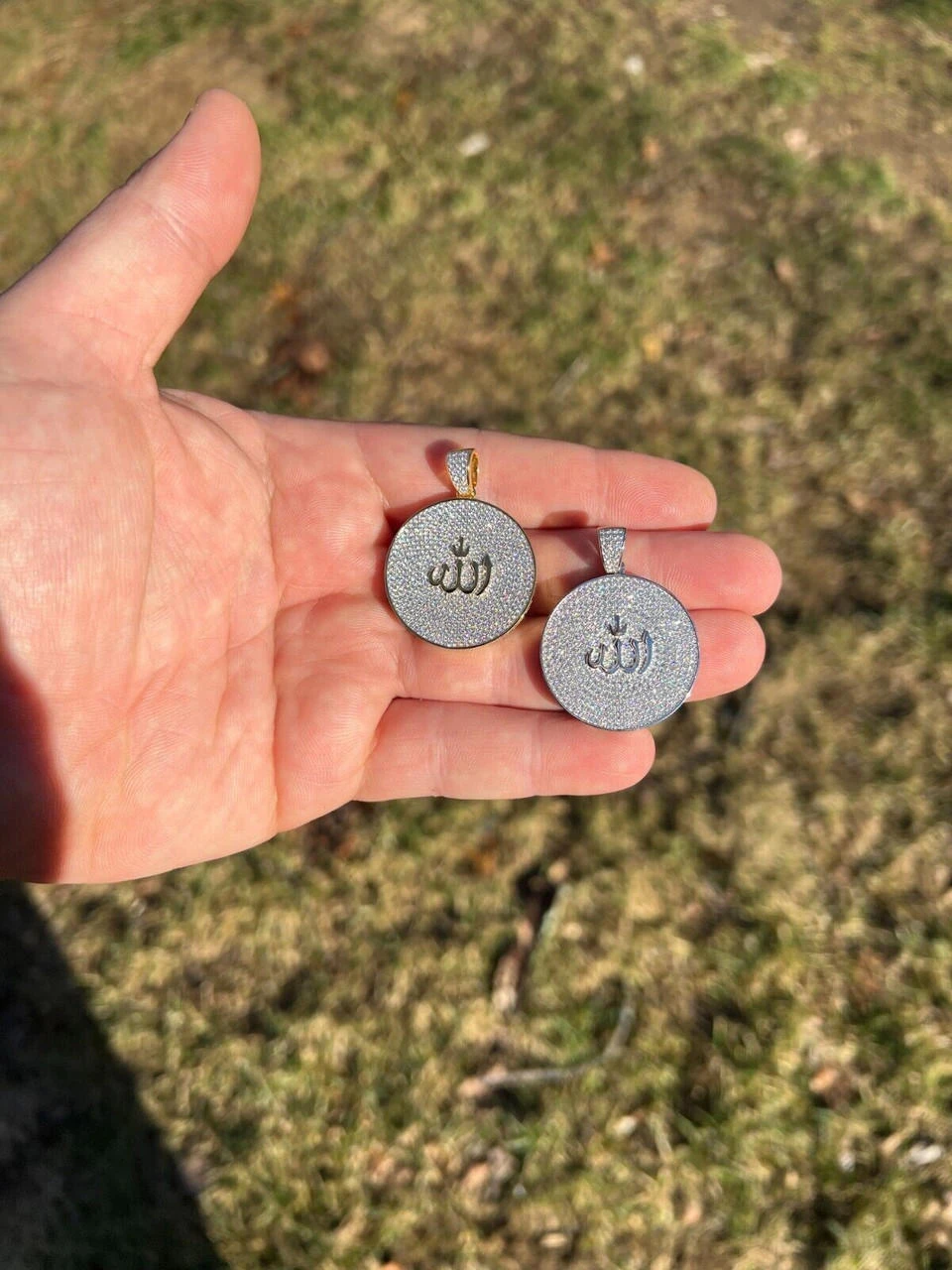 MOISSANITE Real Silver / Gold Allah Medallion Islamic Necklace Pass Diamond Test 10 MOISSANITE Real Silver / Gold Allah Medallion Islamic Necklace Pass Diamond Test - Image 8