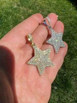 Moissanite Real Silver Gold Hip Hop Star Pendant Iced Necklace Pass Diamond Test 15 Moissanite Real Silver Gold Hip Hop Star Pendant Iced Necklace Pass Diamond Test -Harlem Bling Shop harlembling moissanite real silver gold hip hop star pendant iced necklace pass diamond test 19917.1664360358