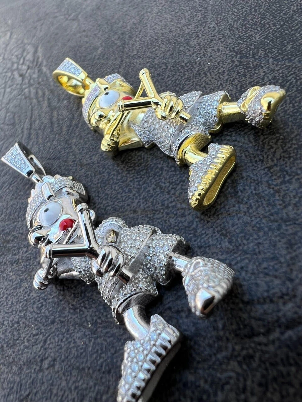 MOISSANITE Real Silver / Gold Iced Bart Simpson Pendant Necklace Diamond Test ✅ 10 MOISSANITE Real Silver / Gold Iced Bart Simpson Pendant Necklace Diamond Test ✅ - Image 8