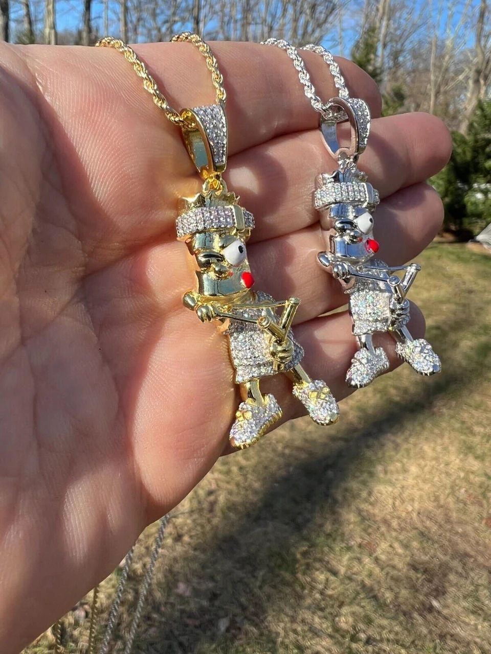 MOISSANITE Real Silver / Gold Iced Bart Simpson Pendant Necklace Diamond Test ✅ 15 MOISSANITE Real Silver / Gold Iced Bart Simpson Pendant Necklace Diamond Test ✅ - Image 13
