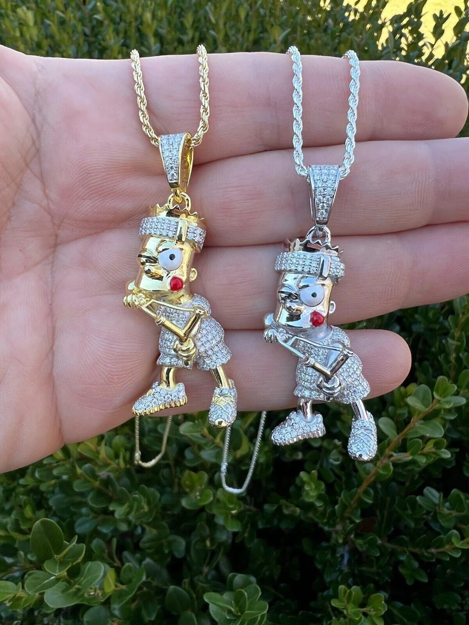 MOISSANITE Real Silver / Gold Iced Bart Simpson Pendant Necklace Diamond Test ✅ 16 MOISSANITE Real Silver / Gold Iced Bart Simpson Pendant Necklace Diamond Test ✅ - Image 14